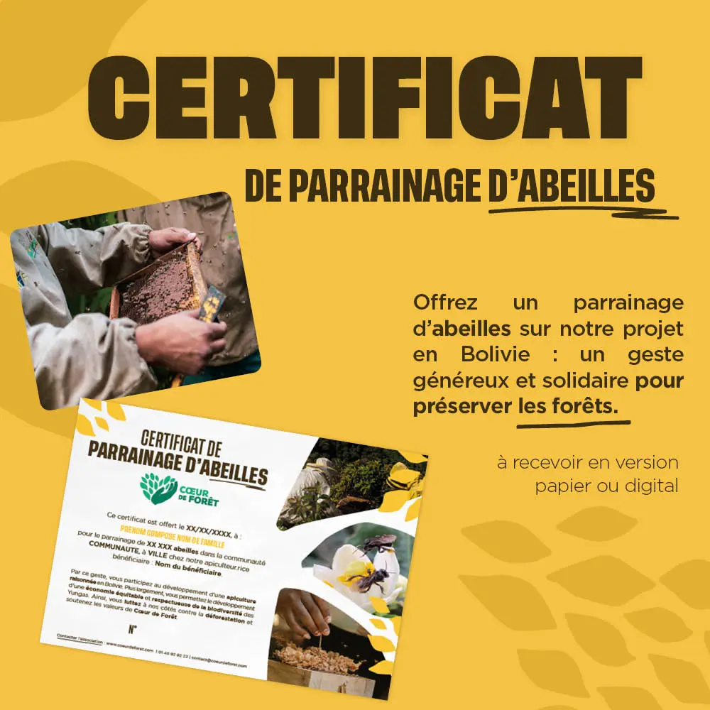 Certificat de parrainage d'abeilles