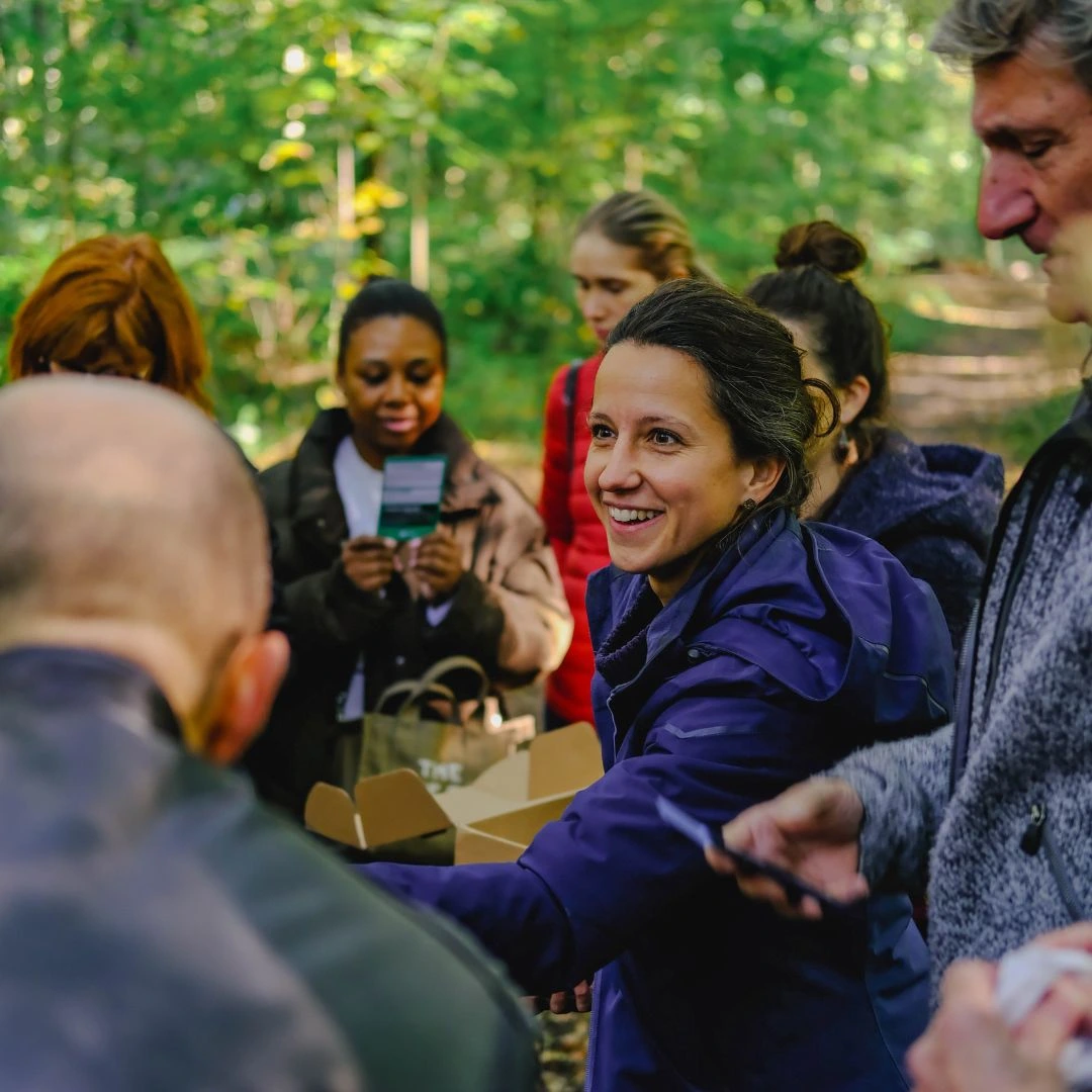 Charlotte qui anime la balade