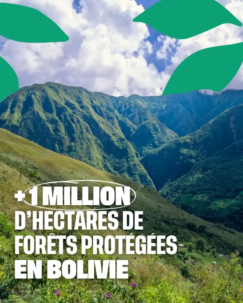 + 1 million d’hectares DE FORÊTS PROTÉGÉES EN BOLIVIE