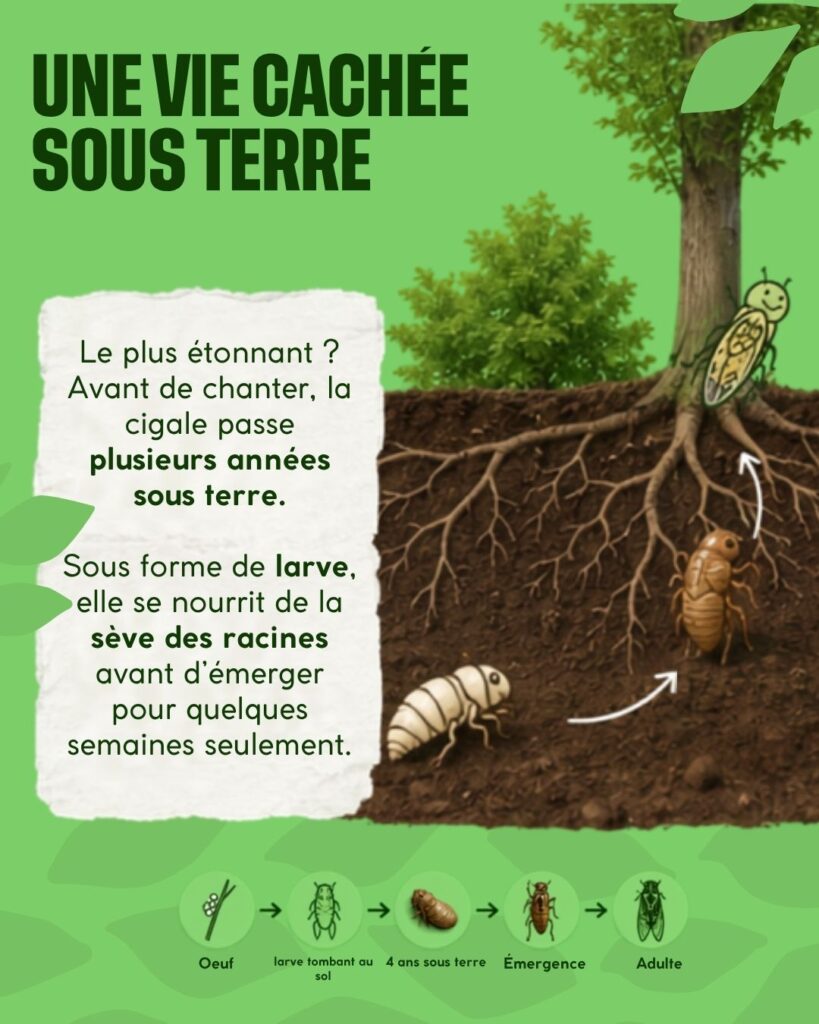 La cigale vie sous la terre